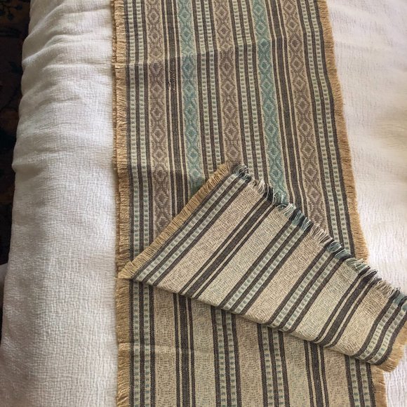 Teal/Grey/Tan Table Runner - Picture 1 of 3